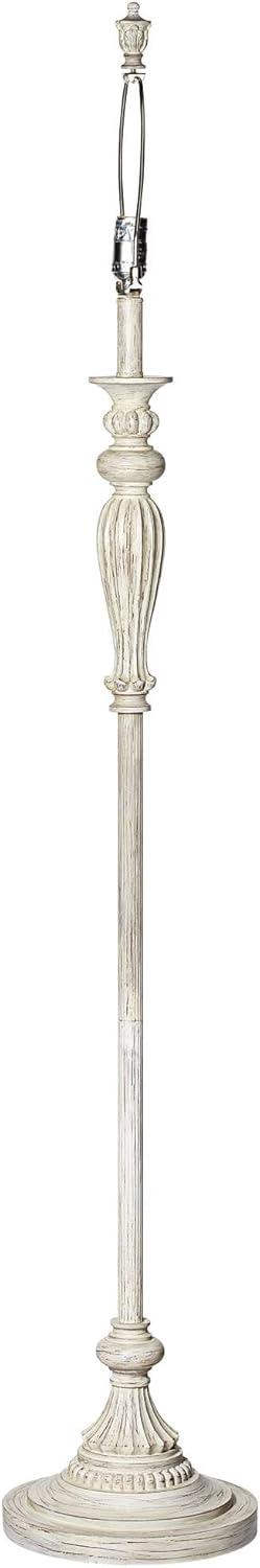 360 Lighting Vintage Shabby Chic Floor Lamp Base 60" Tall Antique White Washed for Living Room Reading Bedroom Office
