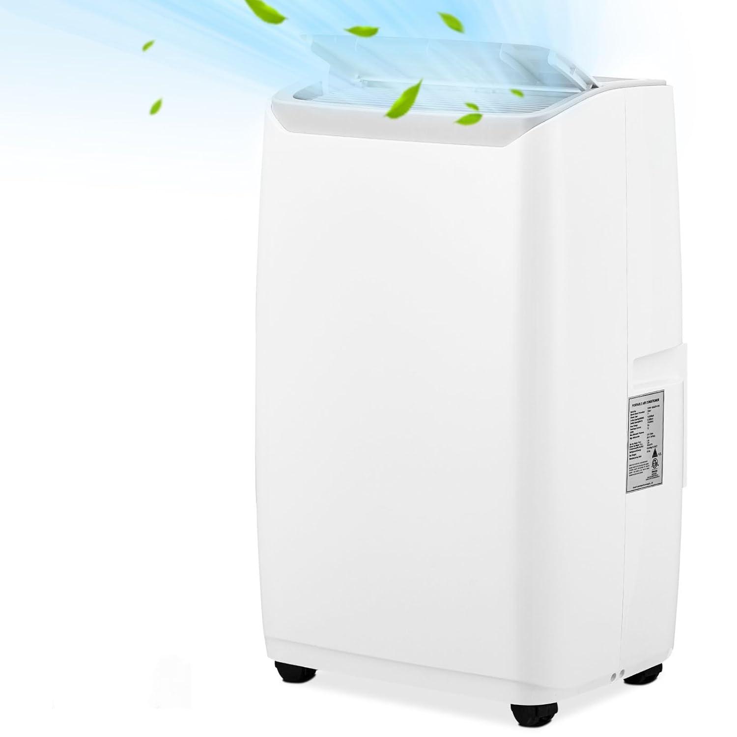 White 14000 BTU Portable Air Conditioner with Remote and Sleep Mode