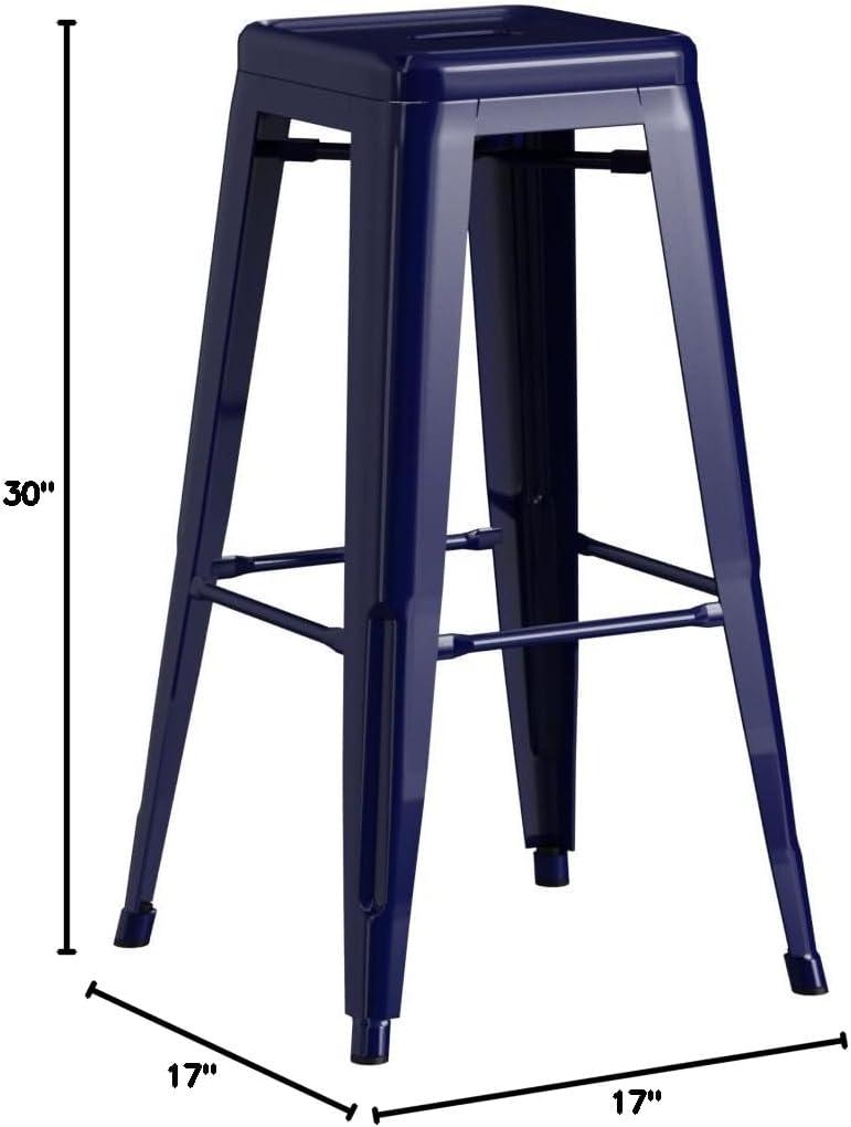 Loft Series Contemporary 30" Blue Metal Stackable Bar Stool