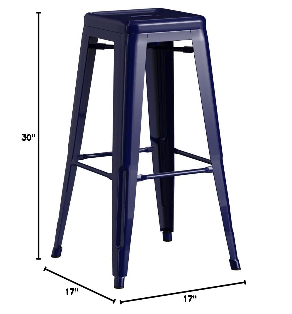 Loft Series Contemporary 30" Blue Metal Stackable Bar Stool