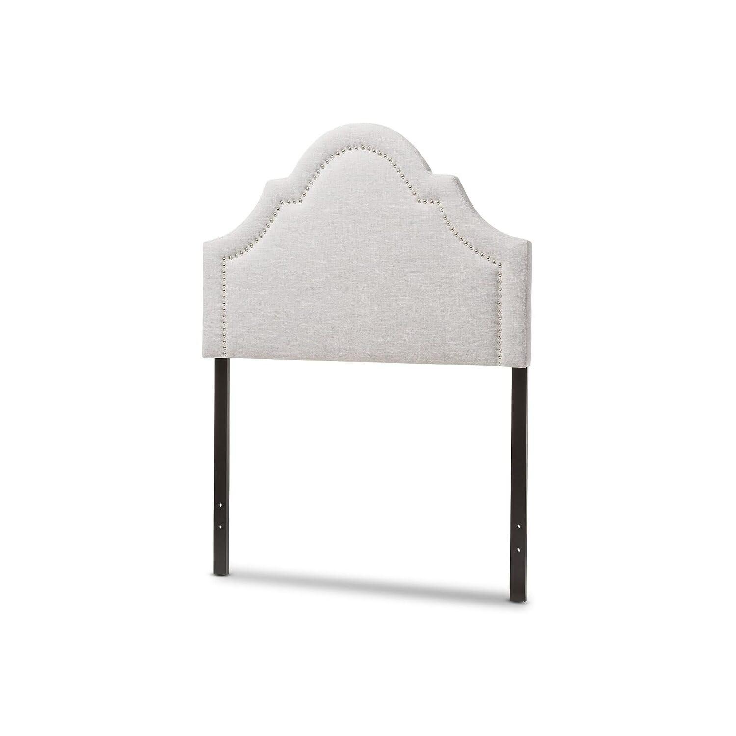 Twin Rita Modern And Contemporary Fabric Upholstered Headboard Grayish Beige - Baxton Studio: Silver Nailhead Trim, Rubberwood Frame
