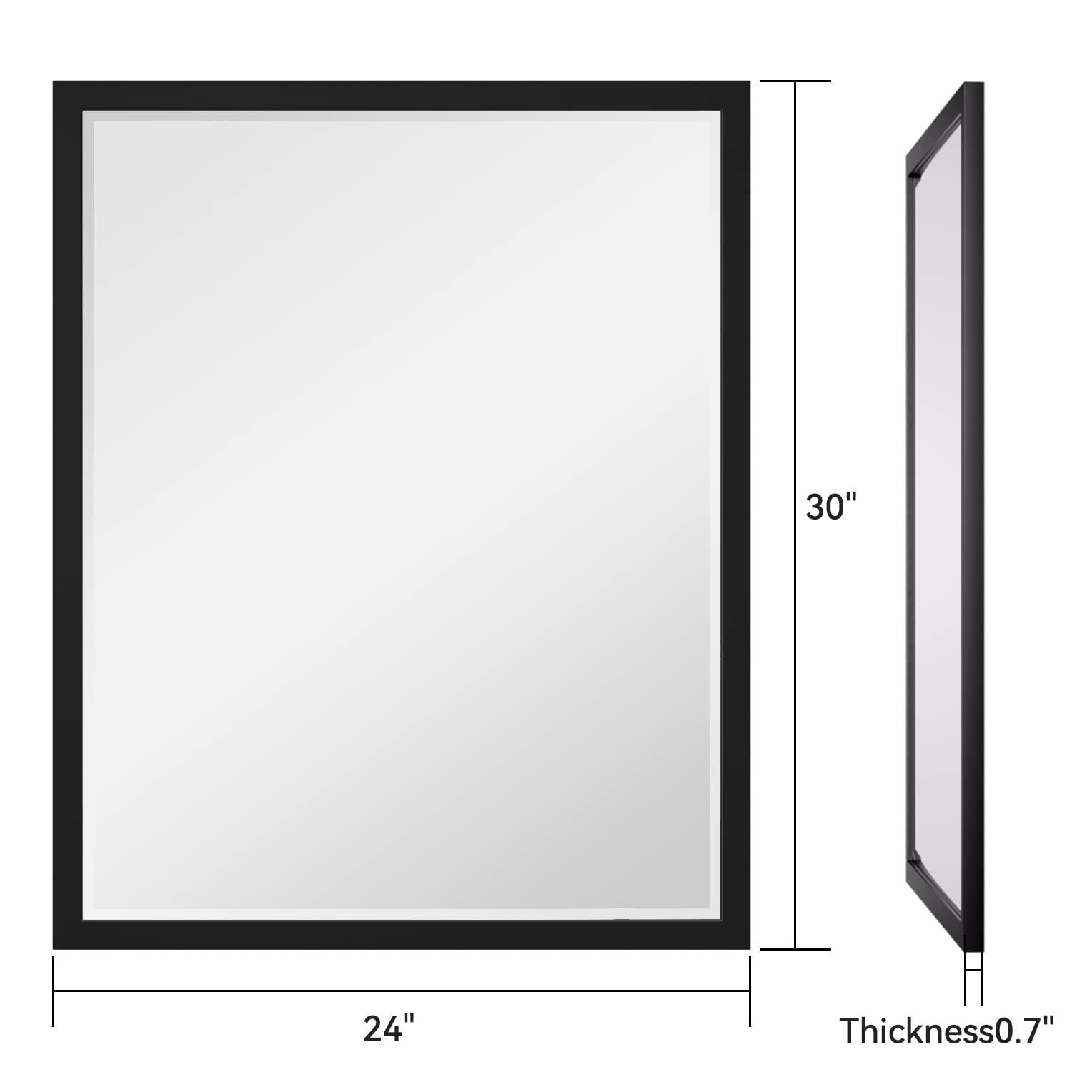 Black Bathroom Mirror 24 x 30 Inch Rectangle Vanity Mirror Metal Frame Decorative Rectangular Wall Mounted Mirror for Bathroom Bedroom Entryway Living Room