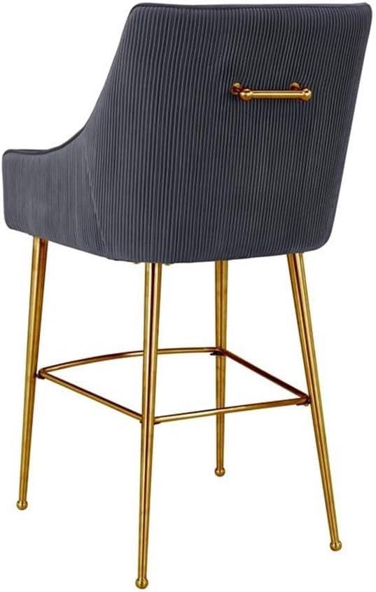 Beatrix Pleated Velvet Stool Grey Counter Height
