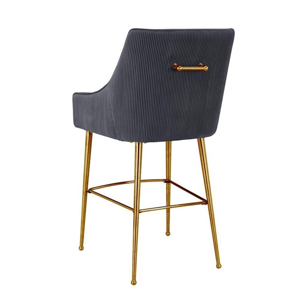 Beatrix Pleated Velvet Stool Grey Counter Height