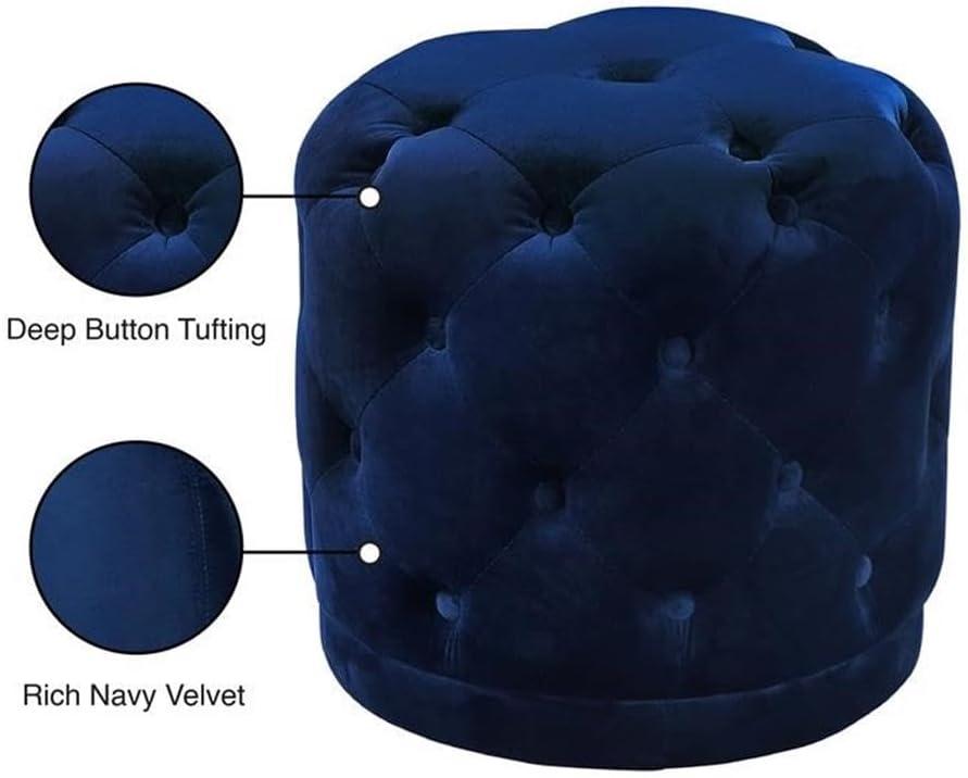 Contemporary Velvet Ottoman/Stool in Navy