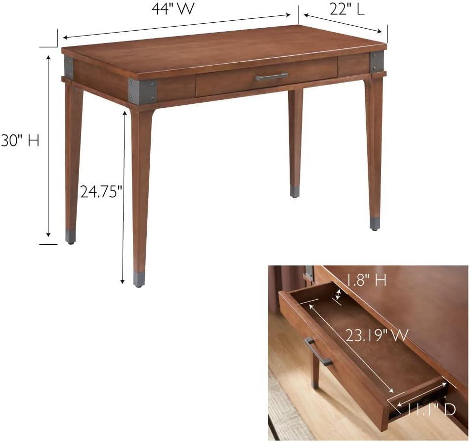 Chocolate Cherry Wood Writing Desk with Drawer and Keyboard Tray