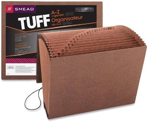 Smead TUFF Expanding Wallet, 21 Sections, Elastic Cord Closure, 1/21-Cut Tabs, Letter Size, Redrope