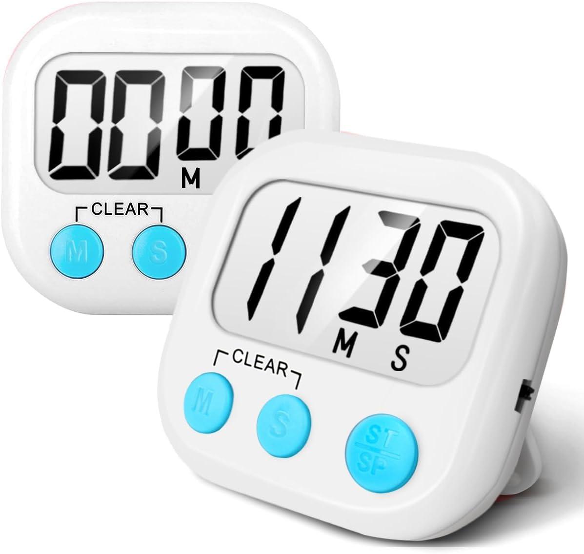 2 Count Kitchen Timer Task Small Digital with Magnetic Back and On/off Switch