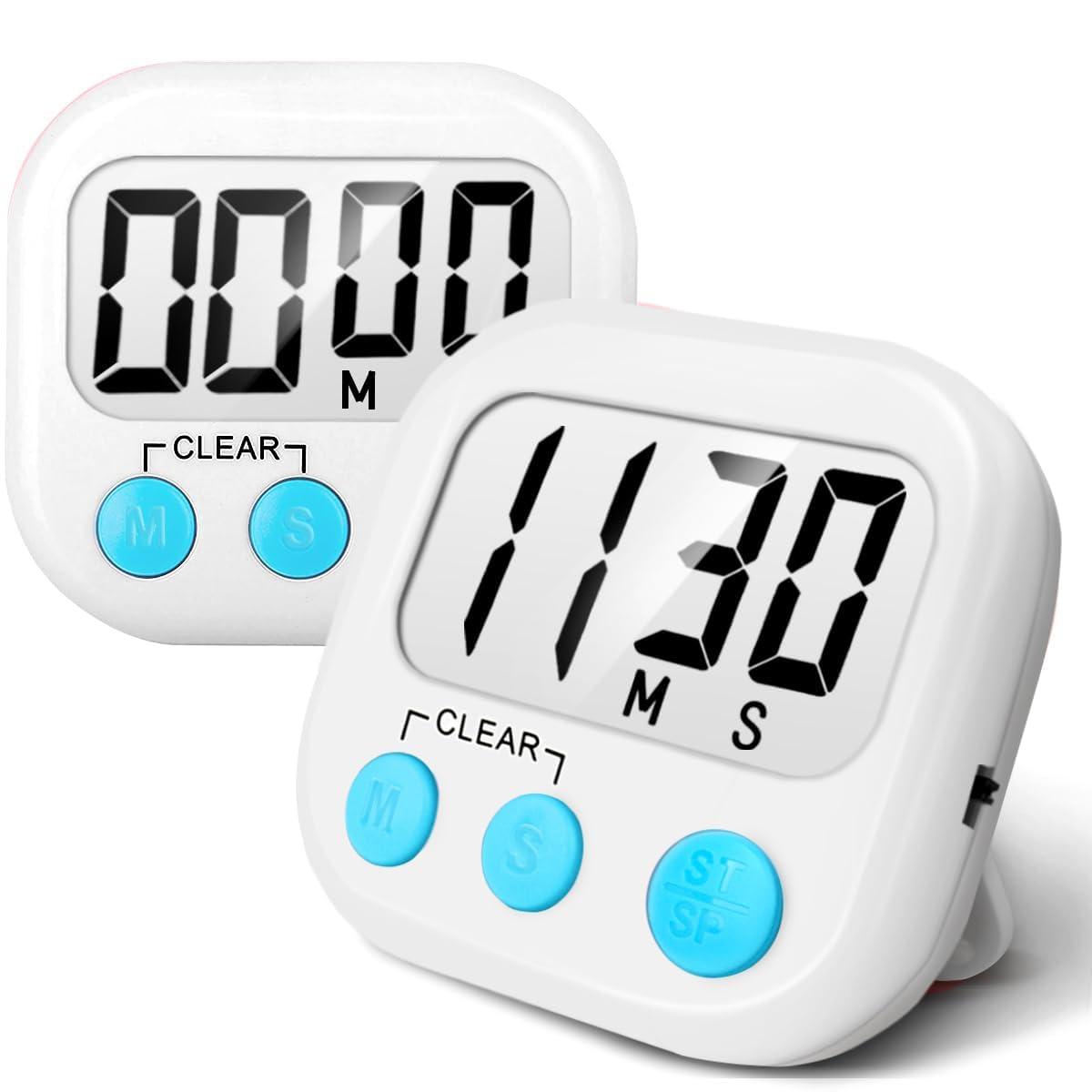 2 Count Kitchen Timer Task Small Digital with Magnetic Back and On/off Switch