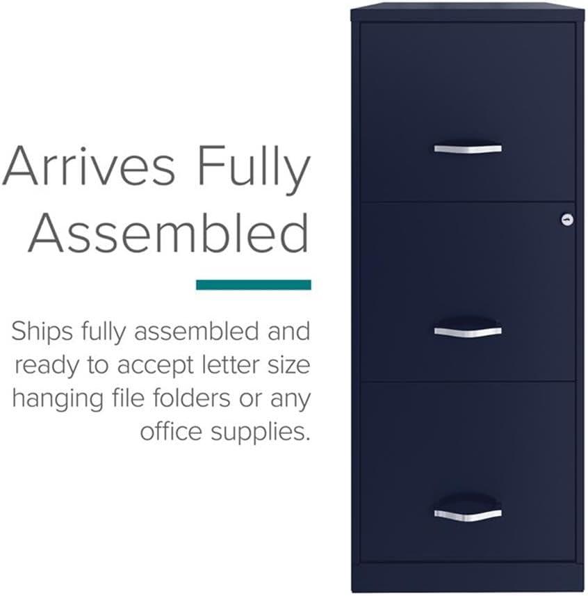 Space Solutions 18" Deep 3 Drawer Smart Letter Width Vertical File Cabinet, Navy