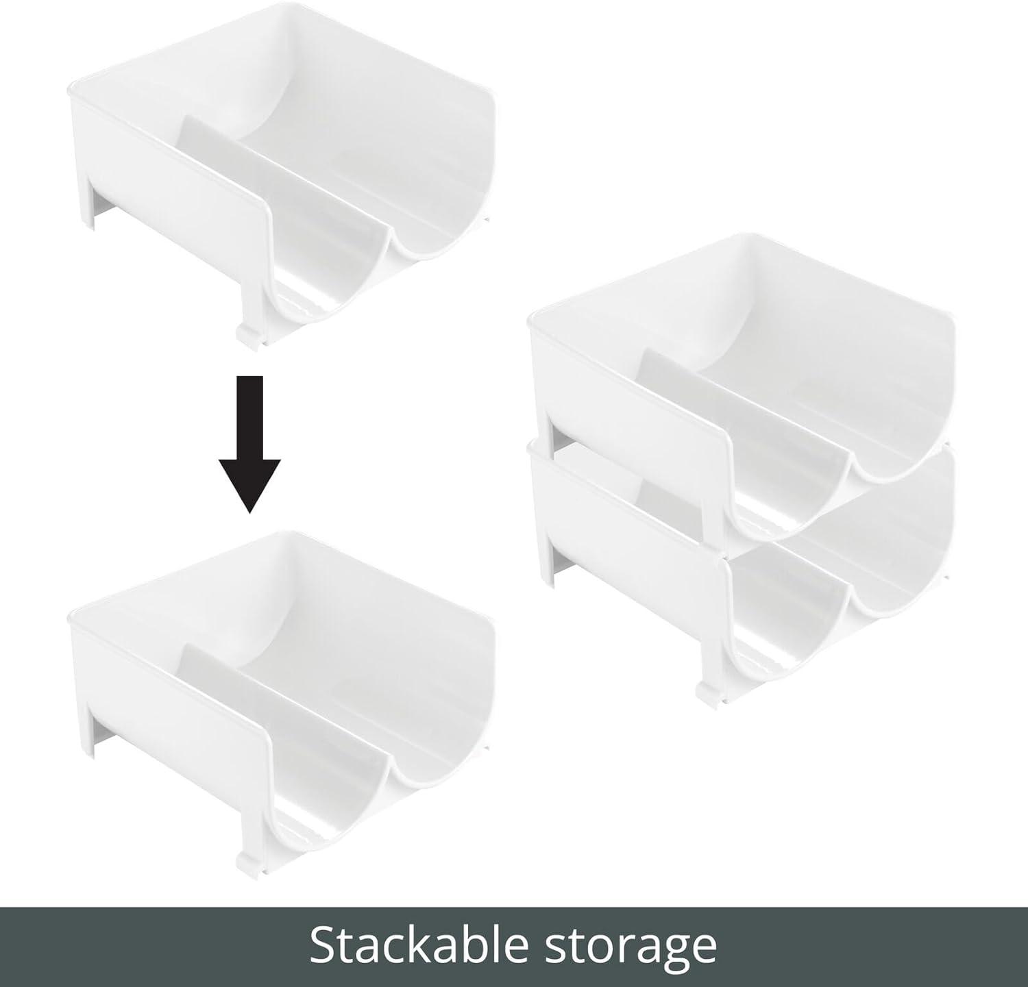 mDesign Stackable Plastic 3 Bottle Refrigerator Wine Rack Holder - White