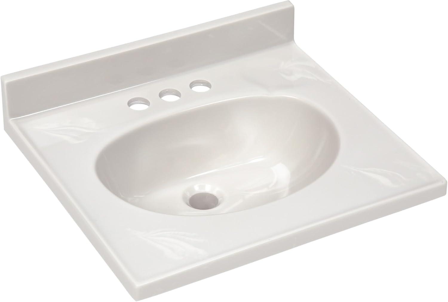 Design House 552331 Cultured Marble Vanity Top 19", White on White