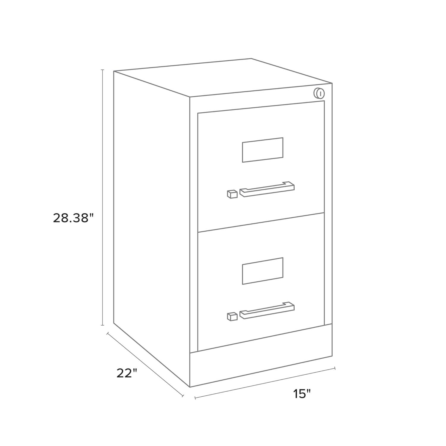 Black 2-Drawer Vertical Steel Lockable File Cabinet
