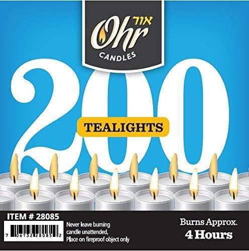 OHR CANDLES Tealight Candles - 200 Pack Bulk Tea Lights Candles - White Tealights Unscented - 4 Hour Burn Time