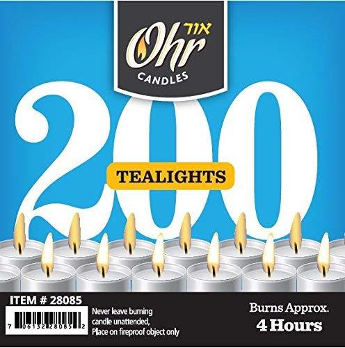 OHR CANDLES Tealight Candles - 200 Pack Bulk Tea Lights Candles - White Tealights Unscented - 4 Hour Burn Time
