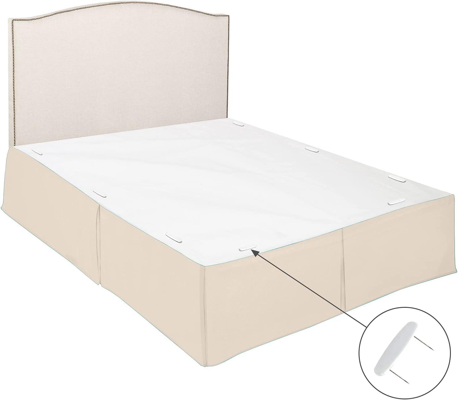 Clara Clark Pleated Bed Skirt - 14 inch Tailored Drop Luxury Double Brushed Microfiber Dust Ruffle - Includes 8 Pins, Twin Size, Cream