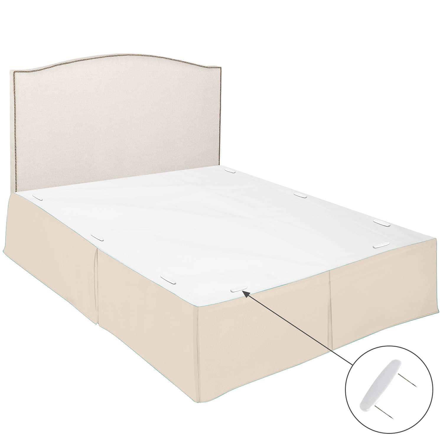 Clara Clark Pleated Bed Skirt - 14 inch Tailored Drop Luxury Double Brushed Microfiber Dust Ruffle - Includes 8 Pins, Twin Size, Cream