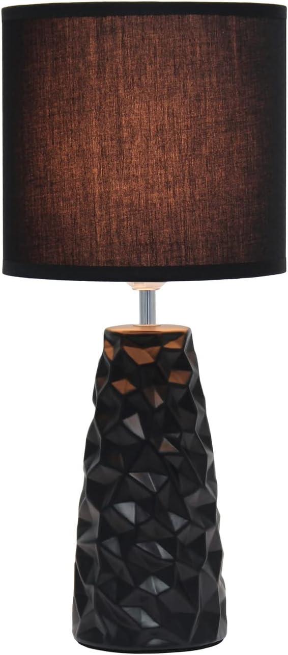 Sculpted Ceramic Table Lamp Black - Simple Designs: Modern Bedside Light, ETL Listed, No Assembly Required