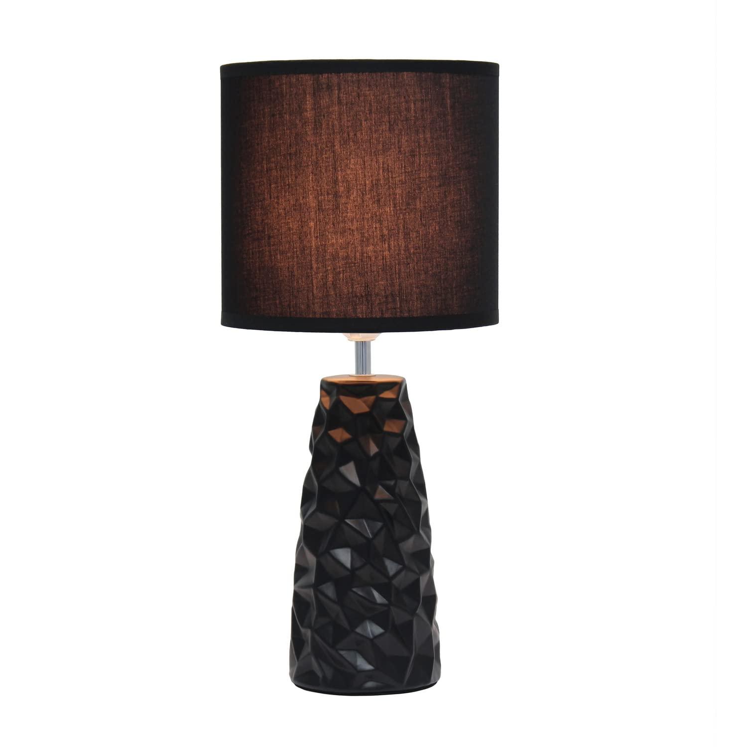 Sculpted Ceramic Table Lamp Black - Simple Designs: Modern Bedside Light, ETL Listed, No Assembly Required