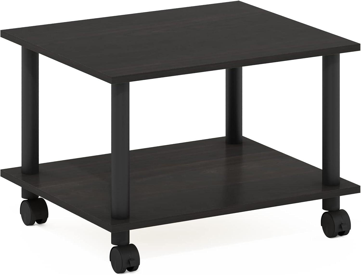 Espresso Black 2-Tier Laminated Printer Stand with Wheels