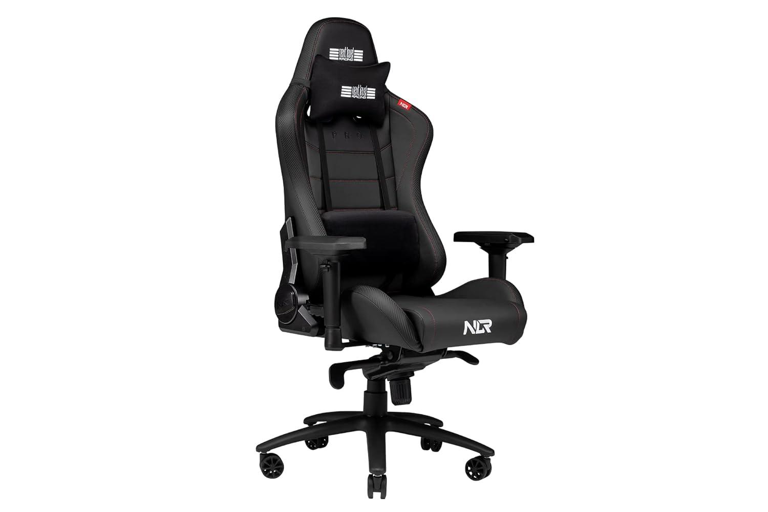 ErgoFlex Black Aluminum & Steel Adjustable Gaming Chair with Lumbar Support