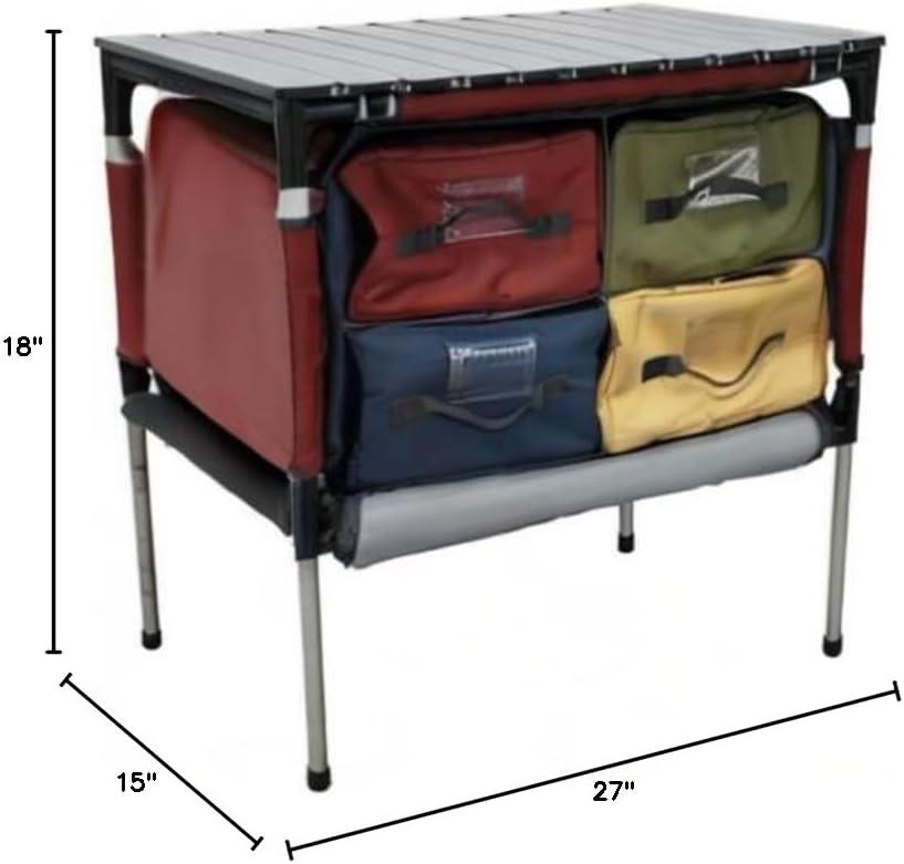 Red and Gray Aluminum Camping Organizer Table