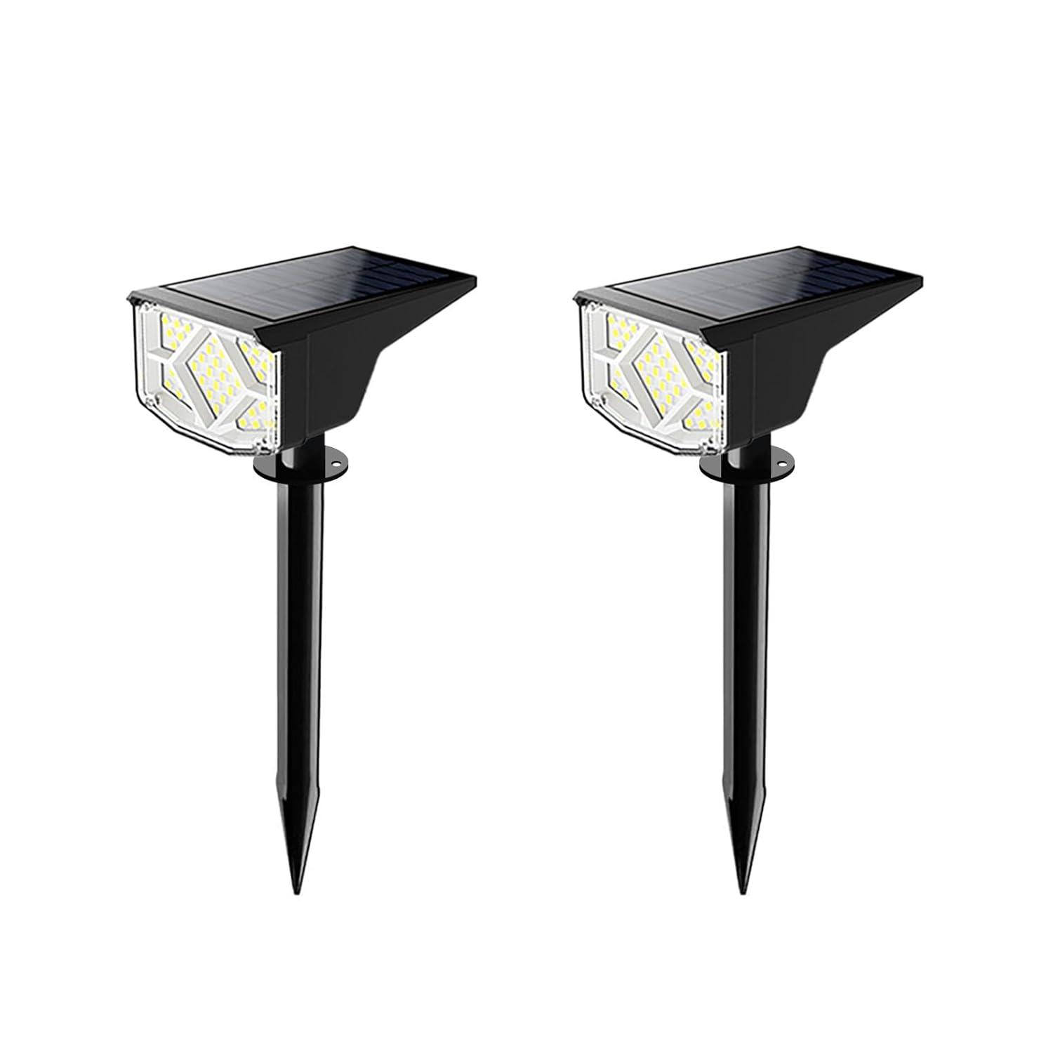 4 Pack Solar Spotlight Outdoor, 64 LEDs 1000 lumens Solar Outdoor Lights Waterproof, IP66 Solar Lights Outdoor Waterproof Landscape Spot Lights Wall Garden Lights for Yard Outdoor Solar Lights