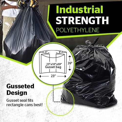 Aluf Plastics 33 Gal Black Heavy Duty Garbage Bags 1.5 Mil - 33"x 39" - Pack of 100 - For Contractor, Outdoor, Construction, & Storage