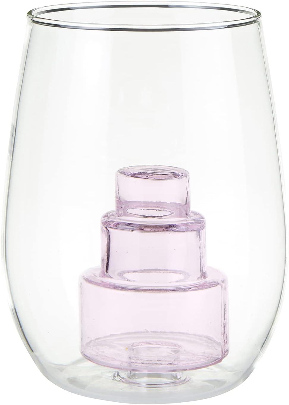 Slant Collections 3D Wine Glass Stemless Wine Glass With Figurine, 16-Ounces, Cake