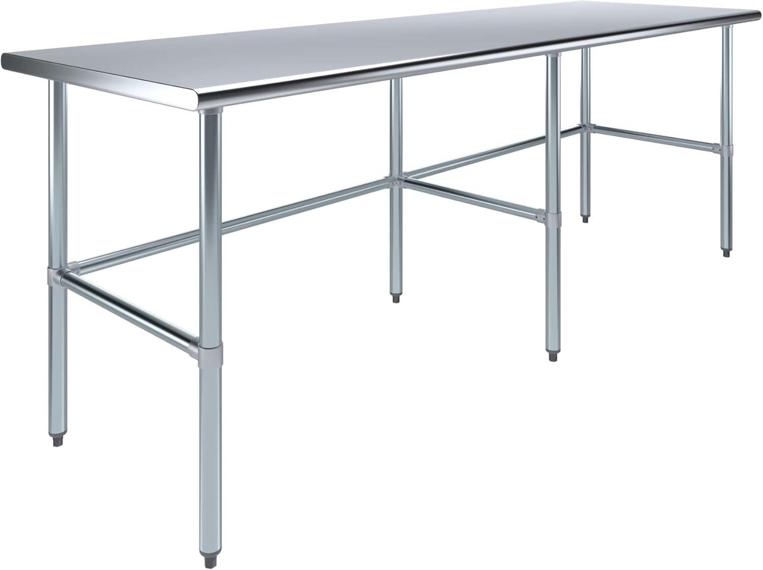 AmGood 30 in. x 96 in. Open Base Stainless Steel Work Table | Residential & Commercial
