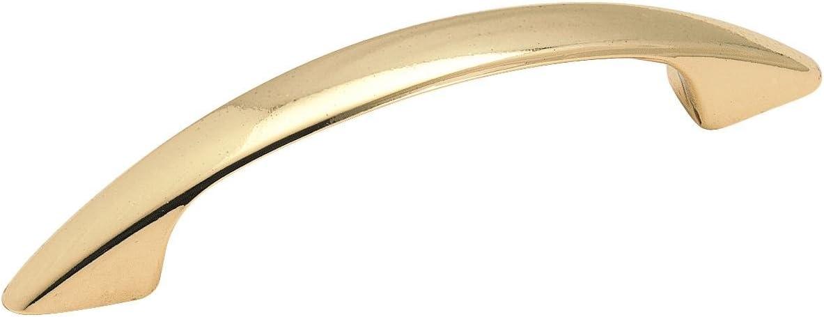 Polished Brass 3-Inch Modern Cabinet Pull with Mounting Hardware