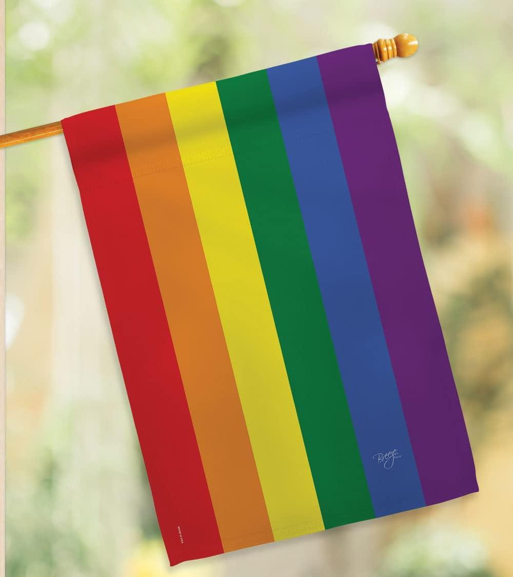 Breeze Decor 15100 Rainbow 2-Sided Vertical Impression House Flag - 28 x 40 in.