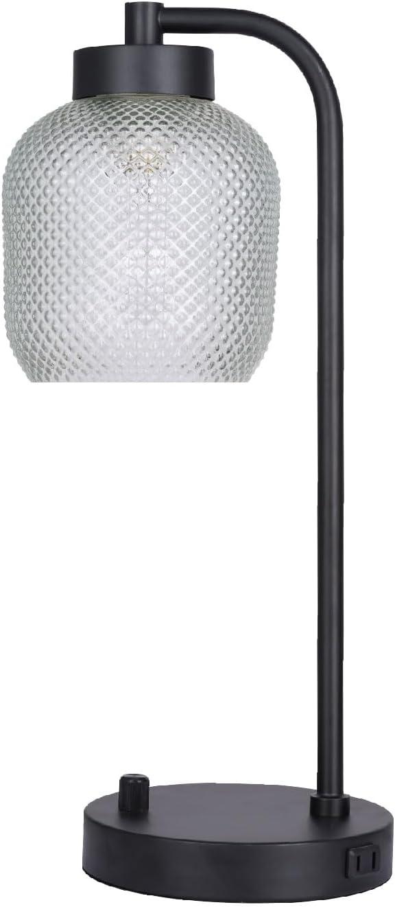 Kenroy Home Prismatic Glass Downbridge Black Desk and Task Lamp with Adjustable Arm and Energy-Efficient Lighting for Home Offices, Workspaces, and Study Areas