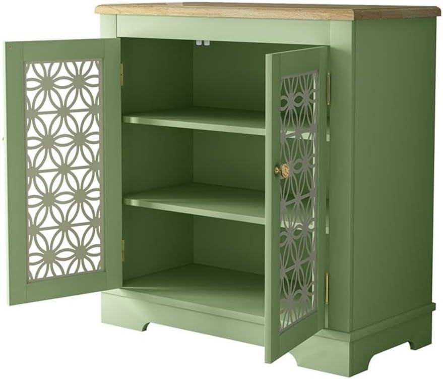 Green Medium-Density Fiberboard Sideboard Buffet with Decorative Doors