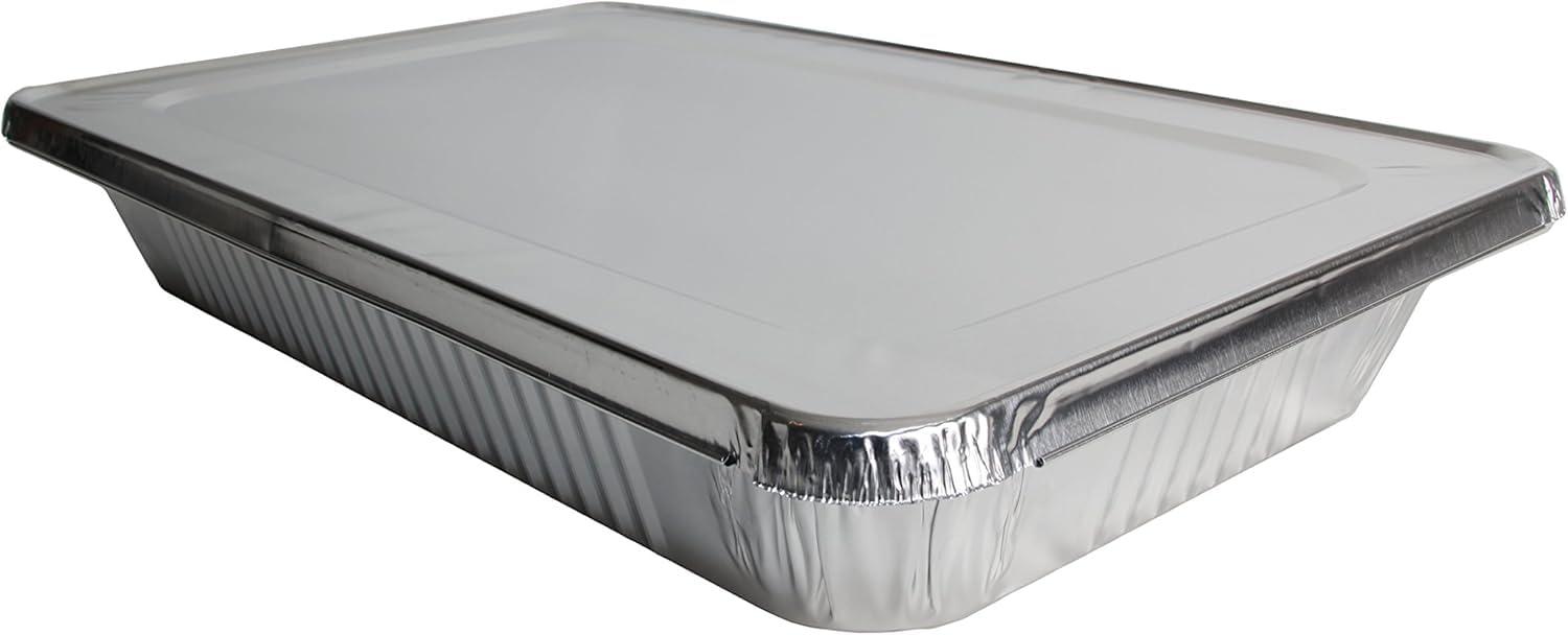 Large Rectangular Aluminum Pans with Lids, 15-Pack