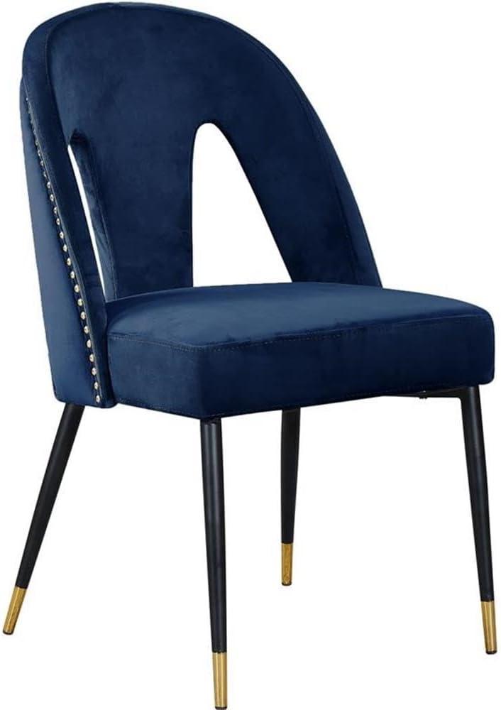 Meridian Furniture Akoya 19.5"H Velvet Dining Chair in Navy (Set of 2)