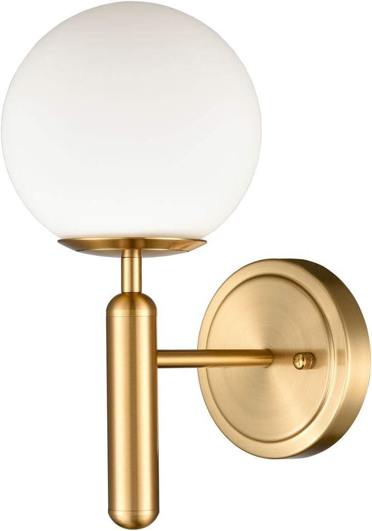 Mid-Century Bedroom Wall Sconce Globe Vanity Light Wall Light in Brass Finish