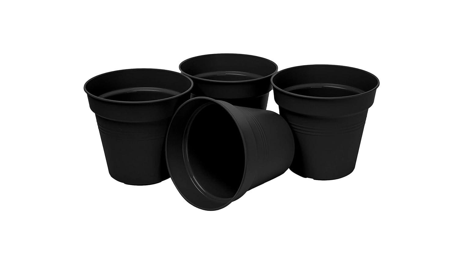 Mintra Garden Pots 4pk (Black, 11cm Diameter (4.3in))