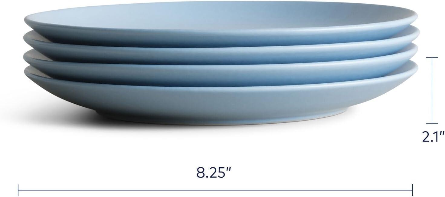 Lagoon Blue Ceramic 8.25" Salad and Dessert Plates, Set of 4