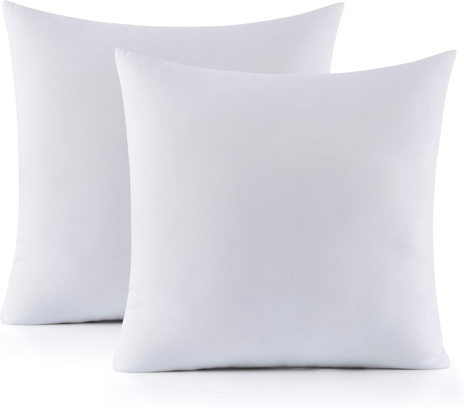 White 20" x 20" Down Feather Pillow Inserts, Set of 2