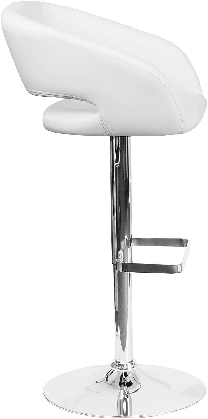 Flash Furniture Contemporary Vinyl Adjustable Height Barstool with Rounded Mid-Back