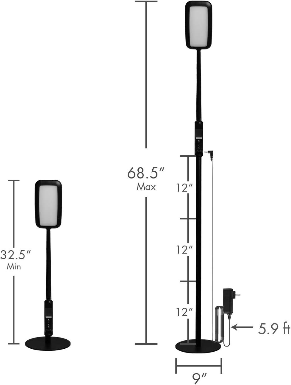 Tenergy LED Floor Lamp Desk Lamp, 2-in-1 Dimmable Task Lamp with 4 Color Temperatures, 5 Dimming Levels, 60-Min Timer, Flexible Gooseneck, Touch Control Floor Lamp for Reading/Crafting, 2000 Lumens