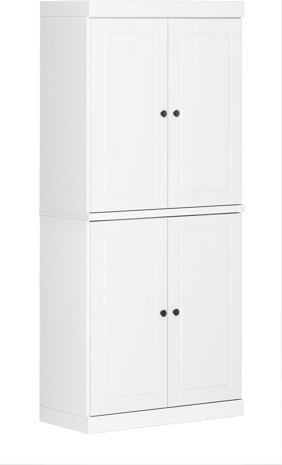 Palace Imports 100% Solid Wood Kitchen Pantry Storage Cabinet with Doors and Adjustable Shelves, White