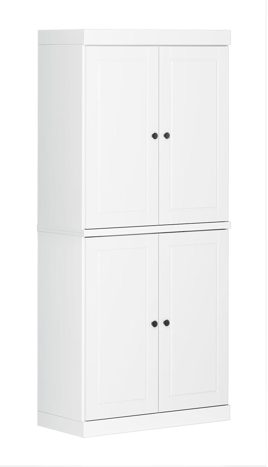 Palace Imports 100% Solid Wood Kitchen Pantry Storage Cabinet with Doors and Adjustable Shelves, White