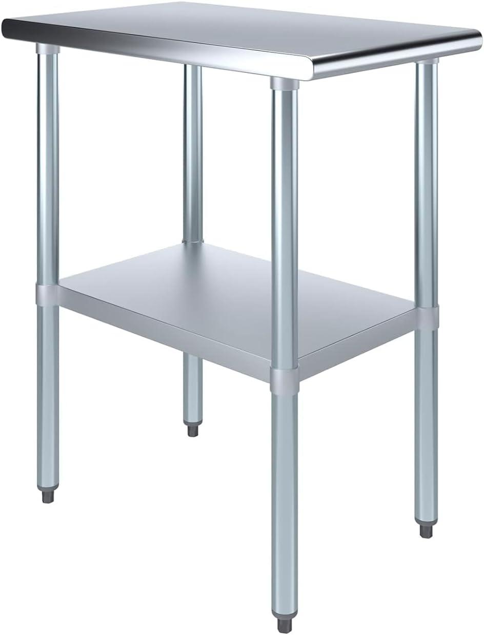 NSF Certified Heavy Duty Stainless Steel Prep Table for Home & Commercial Use with Galvanized Shelf, Legs, & Optional Wheels