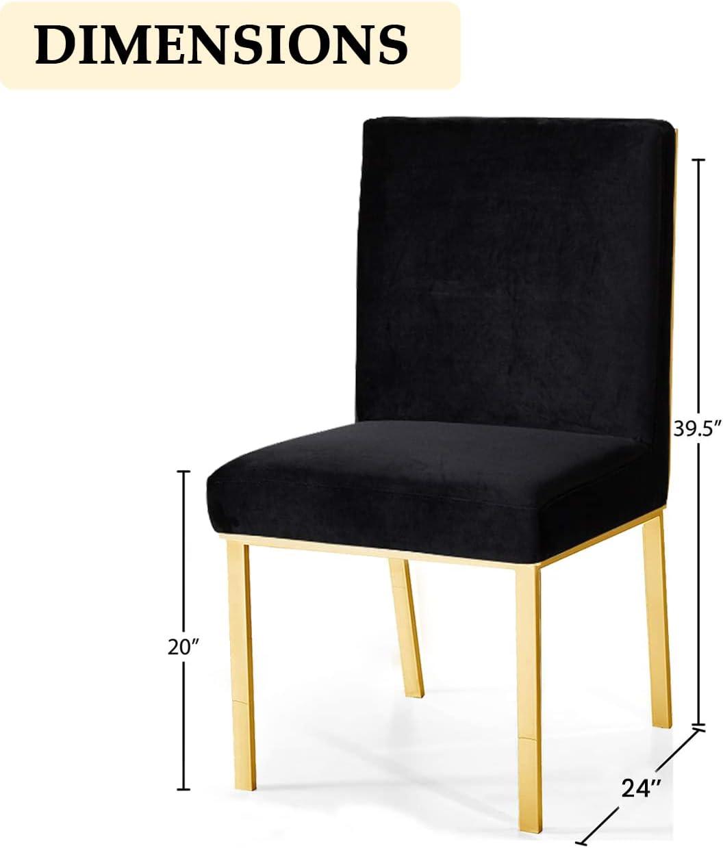 Opal Black Velvet Dining Chair with Gold Metal Frame