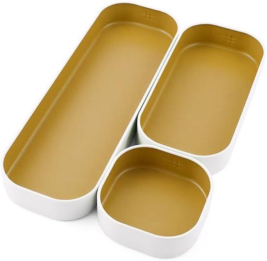 Three By Three Seattle Drawer Organizer Pack of 3, 1", Gold (52314)