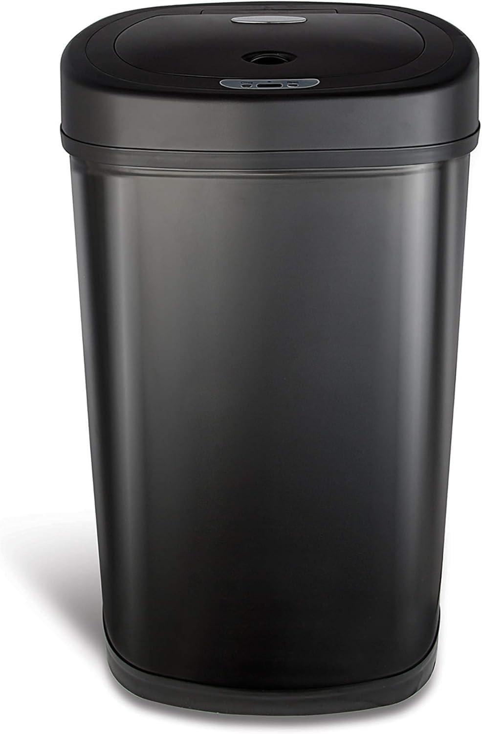 Nine Stars 13.2 Gallon Trash Can, Motion Sensor Kitchen Trash Can, Black Stainless Steel