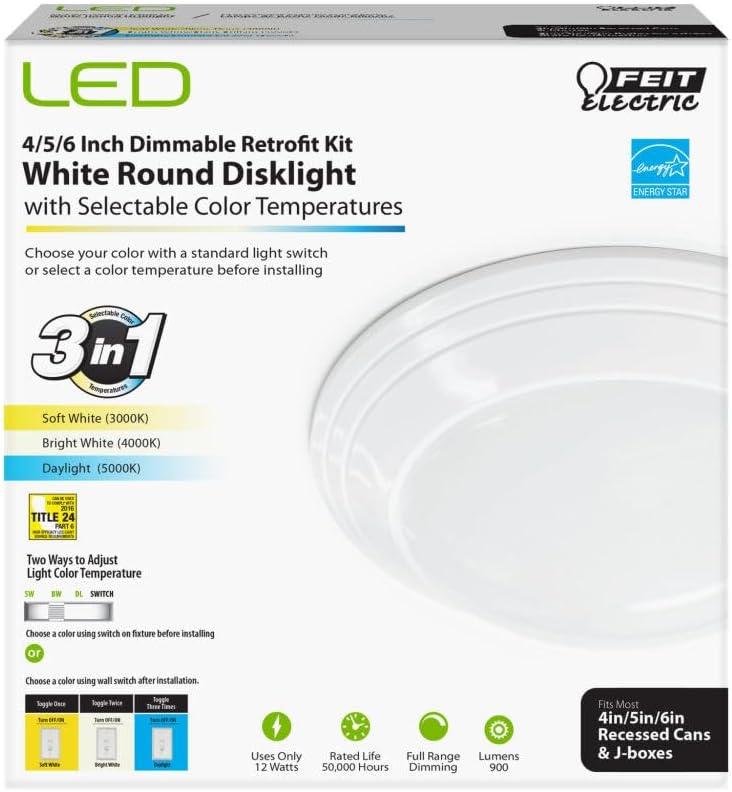 Feit Electric White 4, 5 and 6 in. W LED Disklight Retrofit Kit 12 W