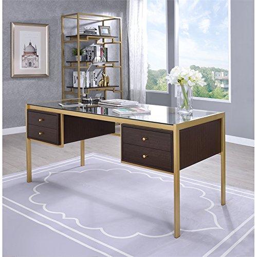 Everly Quinn Solid Wood Top Metal Base Writing Desk
